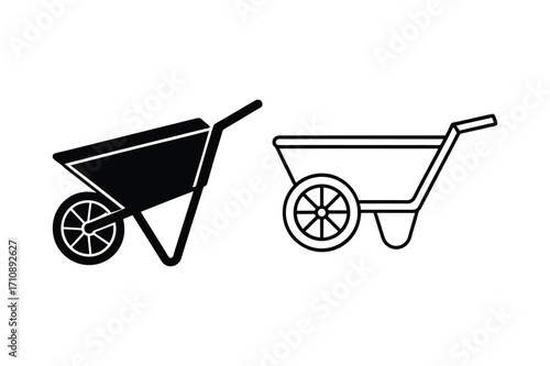 Set of wheelbarrow vector art illustration