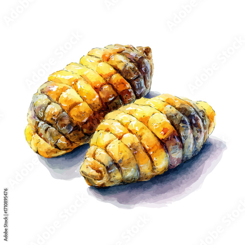 Watercolor vector illustration of Gnocchi, isolated on white background.