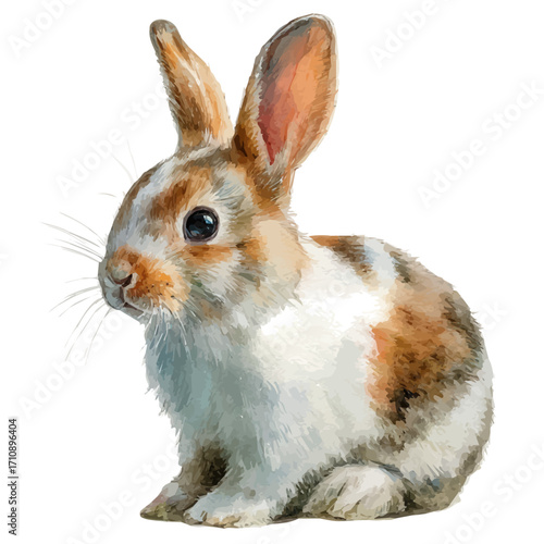 Easter Bunny, watercolor painting, vector illustration, isolated on a white background.
