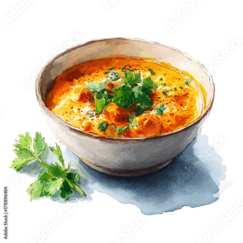A watercolor painting of Curry, vector illustration on white background.