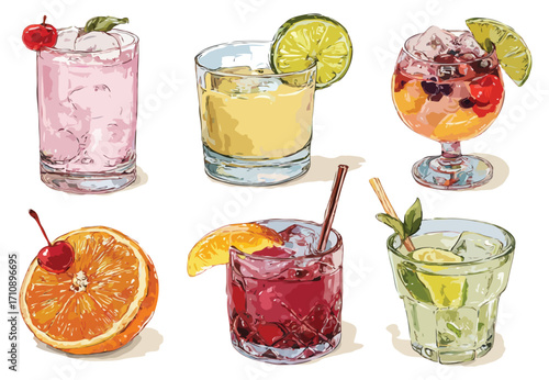 summer drinks vector art
