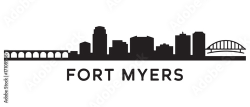 Fort Myers Line Art skyline silhouette. Black Fort Myers city design. with white background