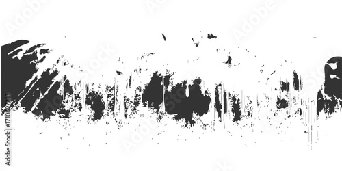 Grunge black ink splat with a splash and splatter texture