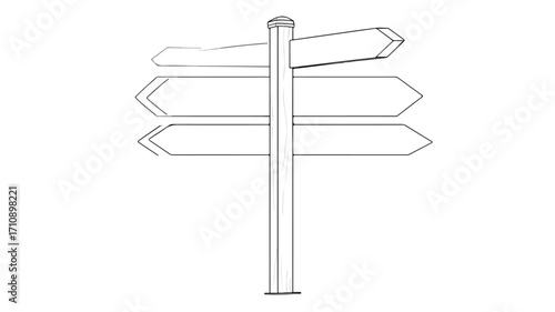 Minimal Road Signpost with Arrows for Directions