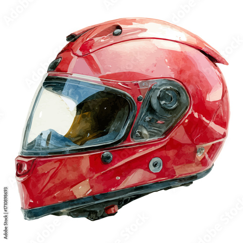 Helmet, watercolor painting, vector illustration, isolated on a white background.