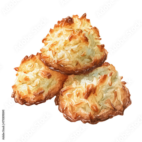 Coconut Macaroons in watercolor style, vector illustration, isolated on white background.