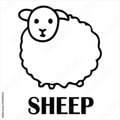 Fluffy sheep illustration animal farm