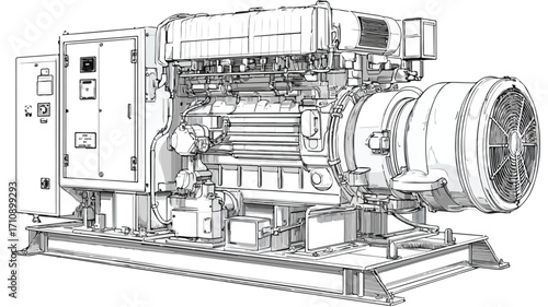 Industrial Power Plant Outline Vector Illustration for Designs and Graphics