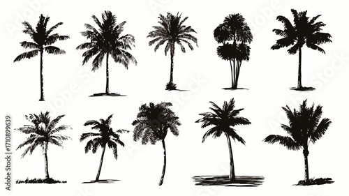 Tropical Palm Tree Silhouettes Collection for Design Projects