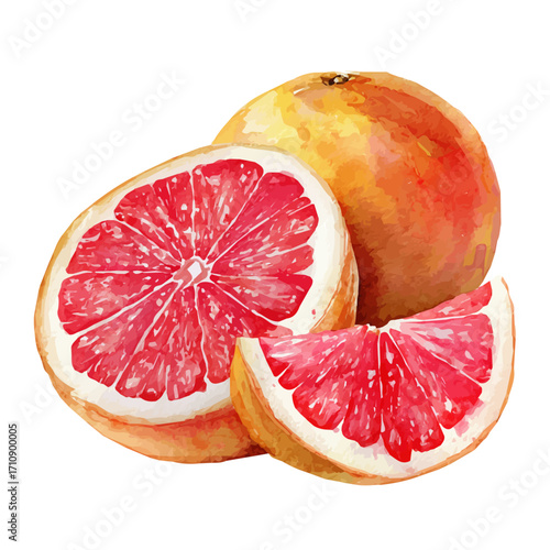 A watercolor painting of Grapefruit, vector illustration on white background.