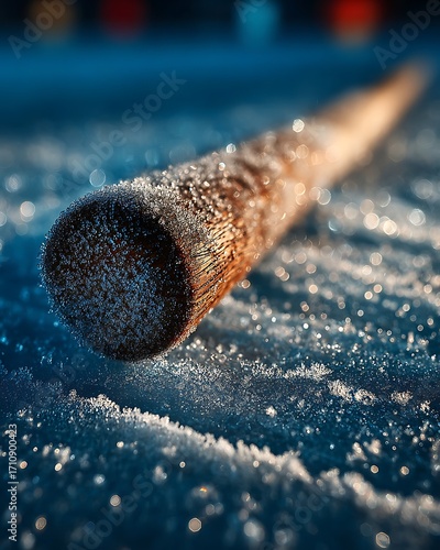 Winter sports curling broom on surface high resolution picture