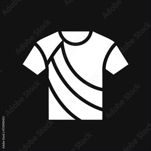 T-shirt graphic symbol vector icon on black background, perfect for clothing brand logos and online stores.