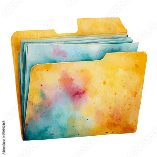 A watercolor painting of Folder, vector illustration on white background.