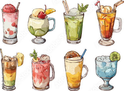 summer drinks vector art