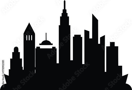 hong kong skyline silhouette vector illustration