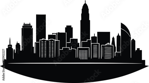 hong kong skyline silhouette vector illustration
