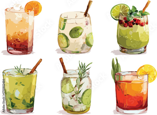 summer drinks vector art