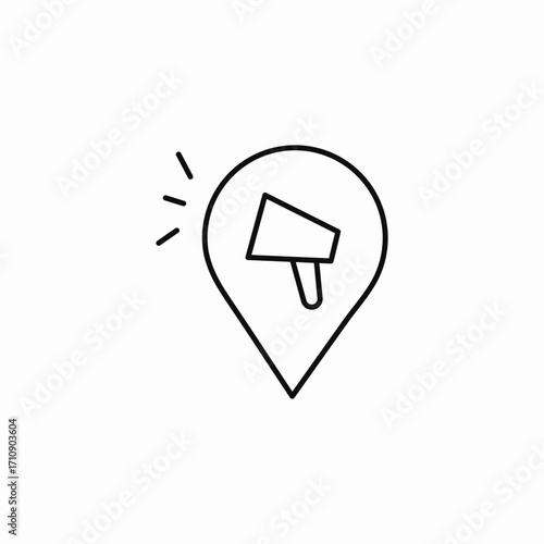 location with megaphone icon sign vector