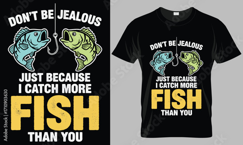 Humorous Fishing T-Shirt Design with Two Fish