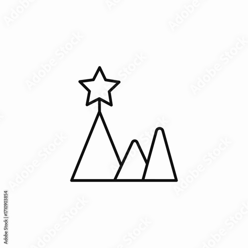 mountain peak star icon sign vector