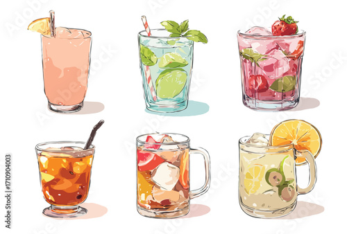 summer drinks vector art