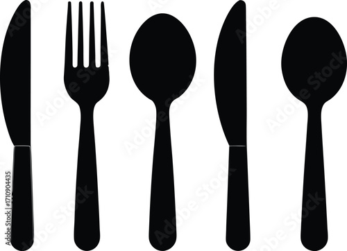 set of cutlery silhouette vector icon,vector icon