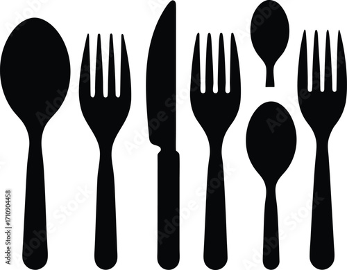 set of cutlery silhouette vector icon,vector icon