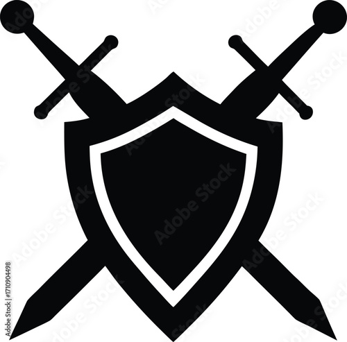 shield and swords silhouette vector icon,vector icon