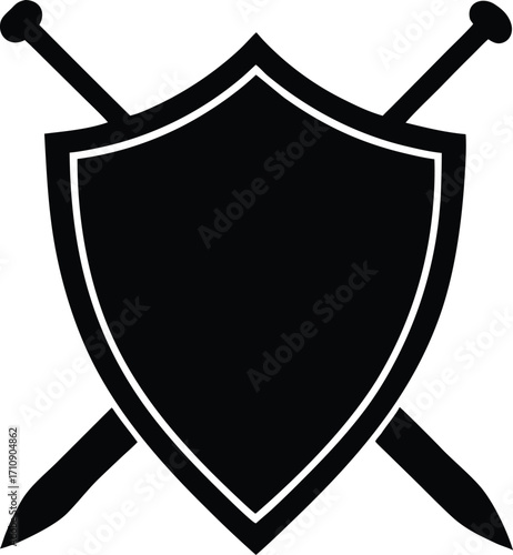 shield and swords silhouette vector icon,vector icon