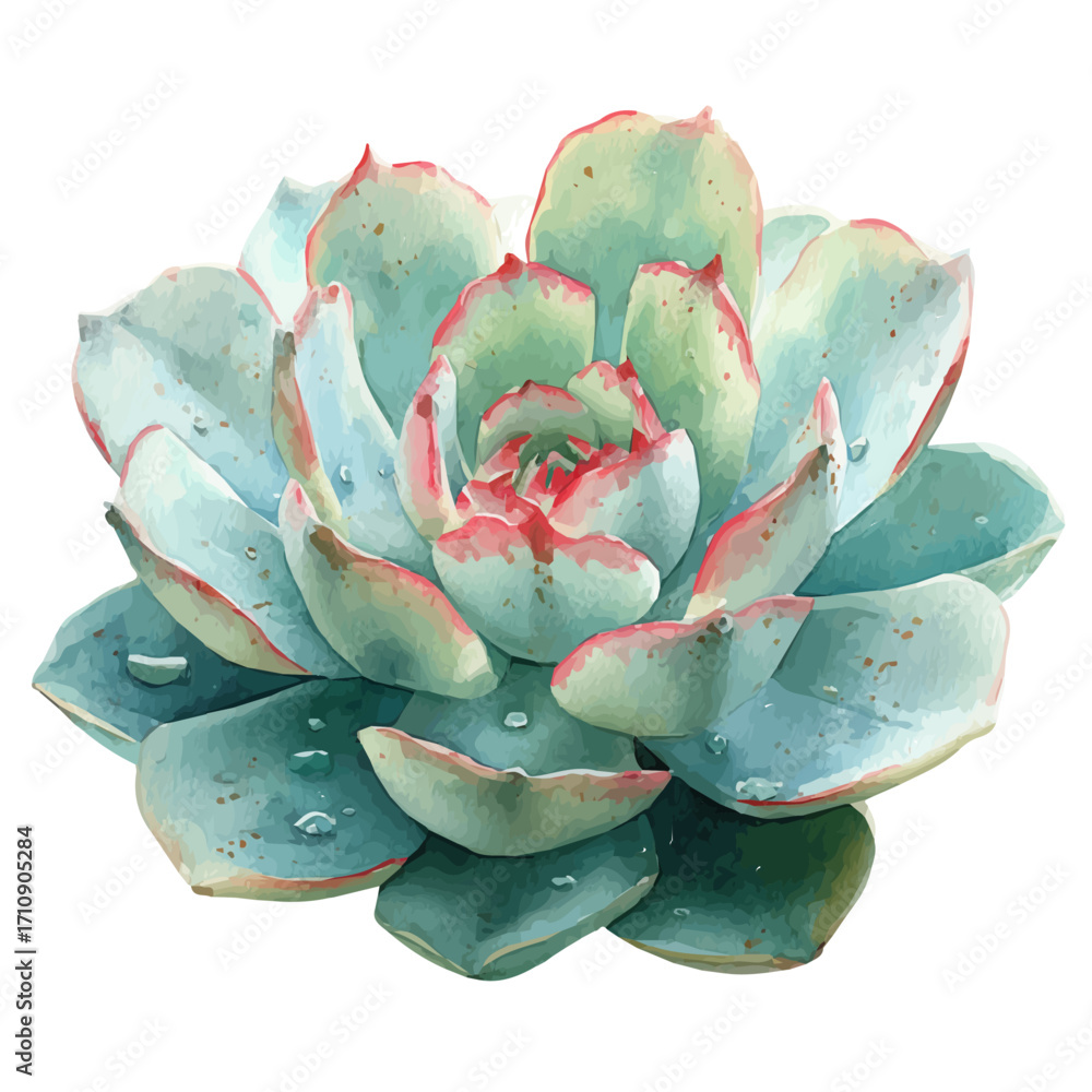 Naklejka premium Watercolor vector illustration of Echeveria, isolated on white background.