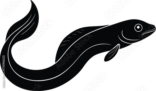 unagi eel silhouette vector icon,symbol