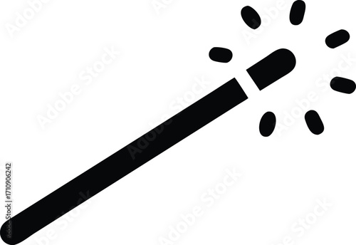 A single black baseball bat with a brown handle stands isolated on a white background, a wooden object used as sports equipment