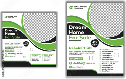 Stylish Real Estate Marketing Template Dream Home for Sale Flyer and Social Media Banner Vector Design