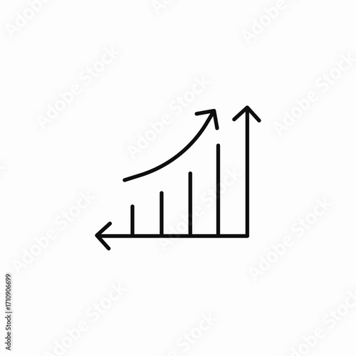 upward trending graph icon sign vector