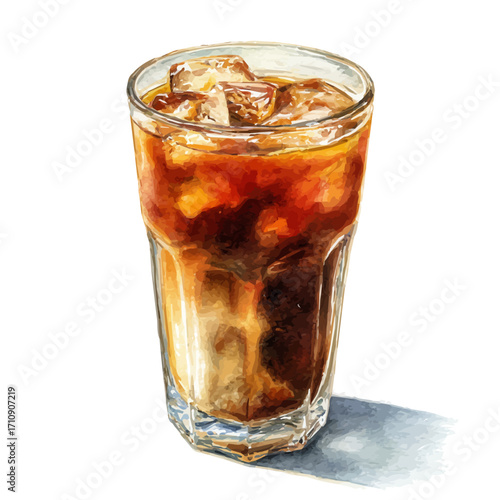 A watercolor painting of Cold Brew Coffee, vector illustration on white background.