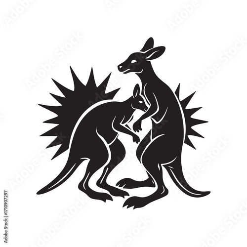 kangaroo vector silhouette sketch art logo idea collection
