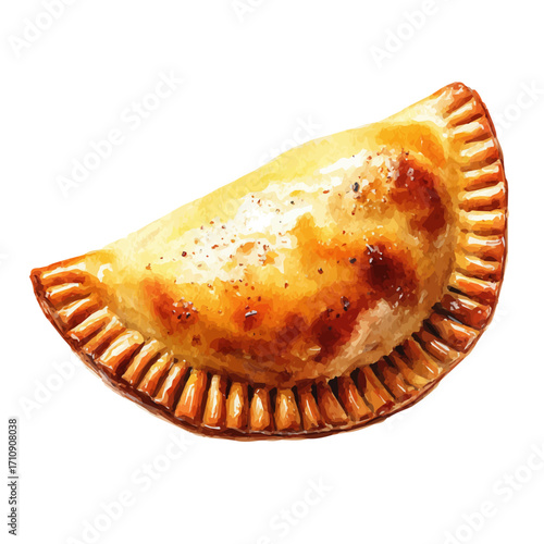 Empanada, watercolor painting, vector illustration, isolated on a white background.