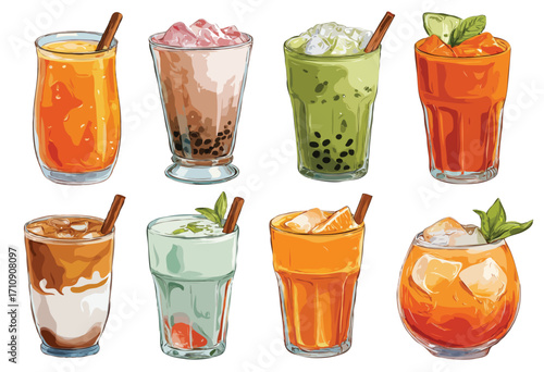 summer drinks vector art