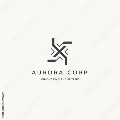 Modern, stylized logo for Aurora Corp, showcasing a unique geometric design.