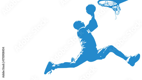 Dynamic Silhouette Illustration of Basketball Player in Action