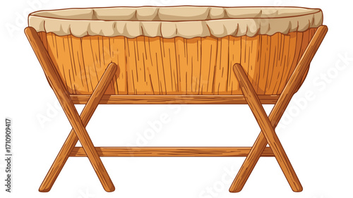 Charming Wooden Baby Cradle Clipart Vector with Soft Colors