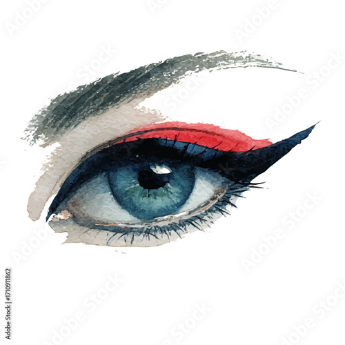 Eyeliner, watercolor painting, vector illustration, isolated on a white background.