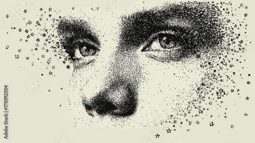 Surreal Face with Starry Stipple Effect for Artists