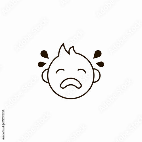 crying baby face icon sign vector