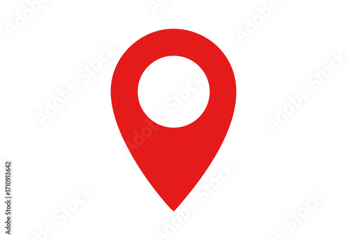 Red location pin icon – minimal map marker for GPS, navigation, travel, and place locator. Flat vector symbol for apps, address finding, and geolocation design