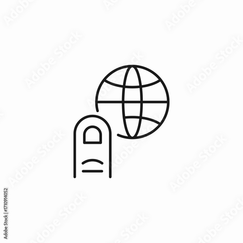 finger touching globe icon sign vector