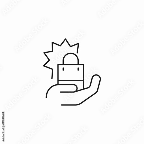 hand holding bag icon sign vector