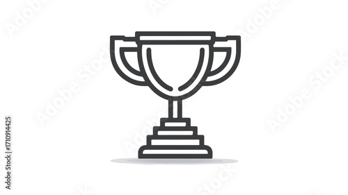 Shiny Trophy Cup Icon on White Background for Winning Success Concept