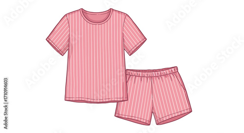 Pink striped pajama set with short sleeve shirt and shorts