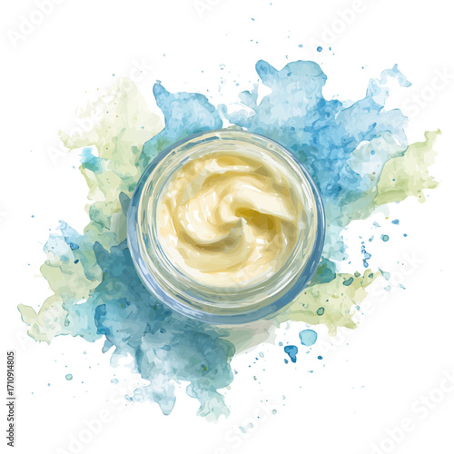 Face Cream, watercolor painting, vector illustration, isolated on a white background.